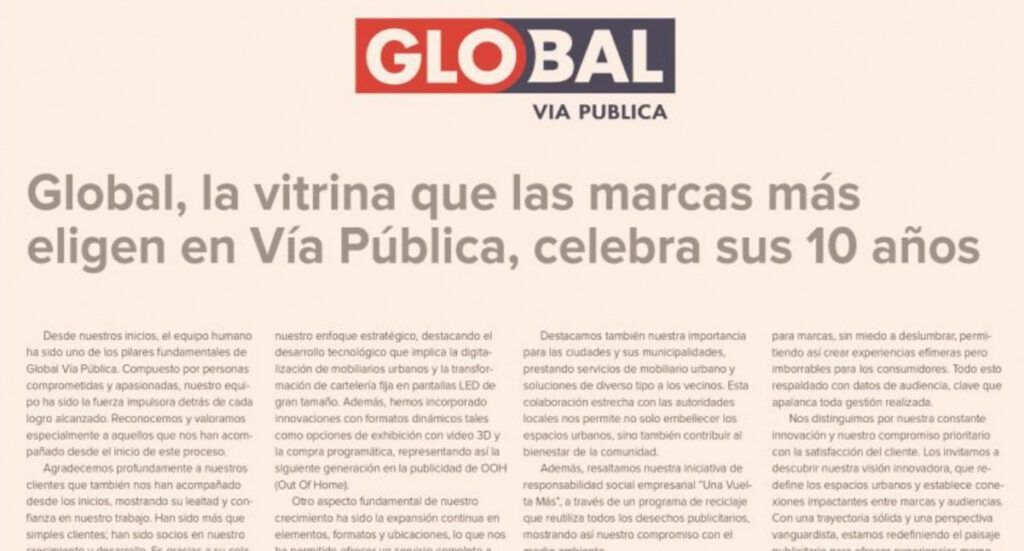 Nota realizada en Diario Financiero Chile por los 10 años